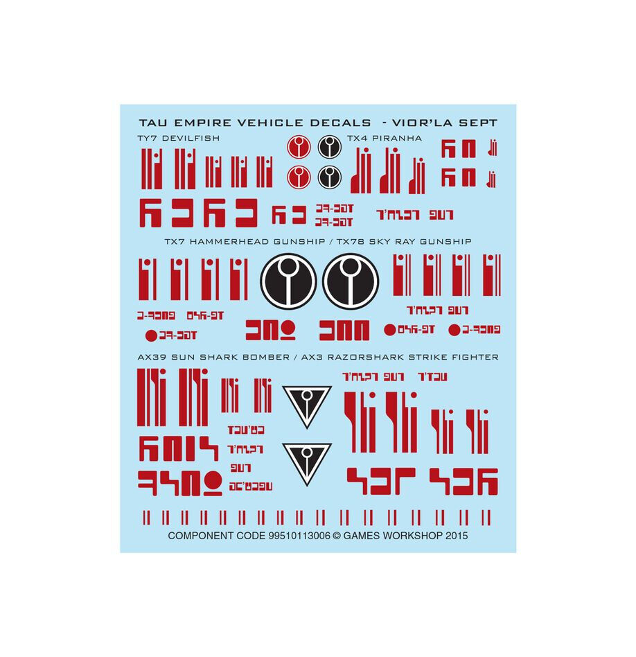 Tau Empire Viol'La Sept Vehicle Decals transfer sheet