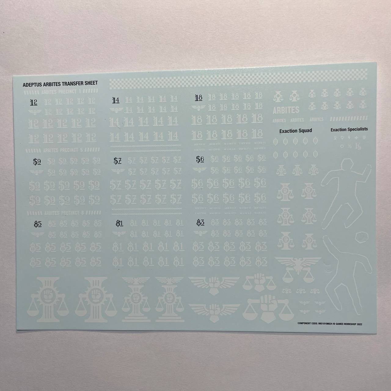 Adeptus Arbites Transfer Sheet