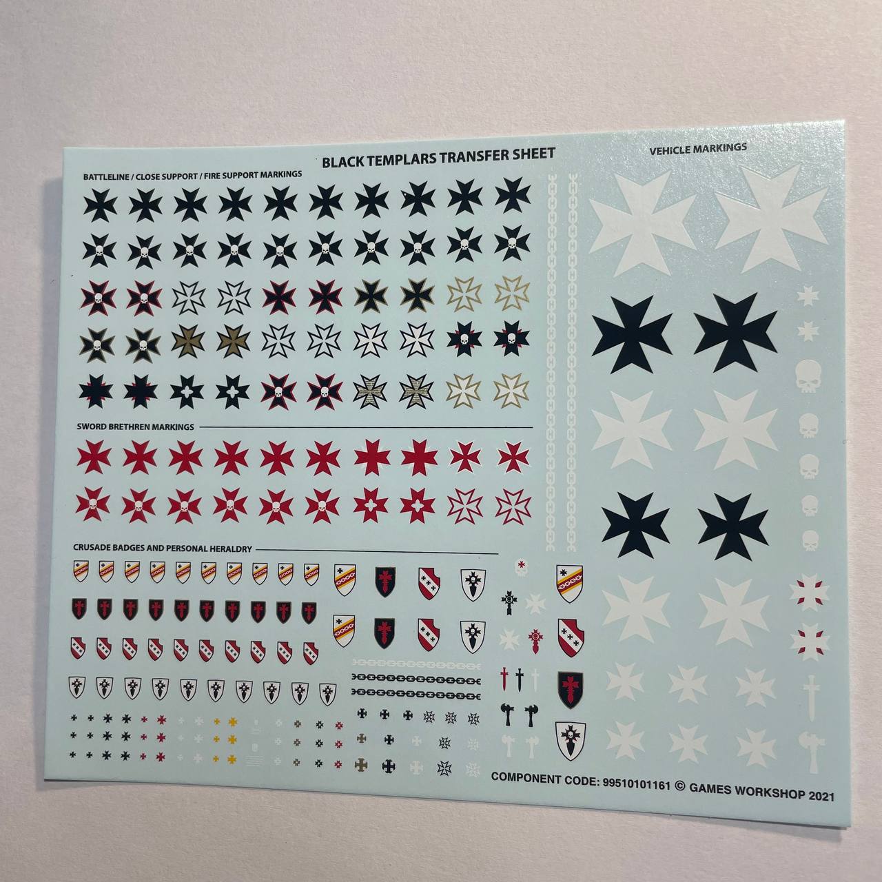 Black Templars Transfer Sheet