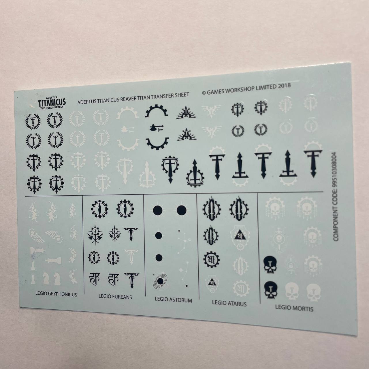 Adeptus Titanicus Reaver Titan Transfer Sheet