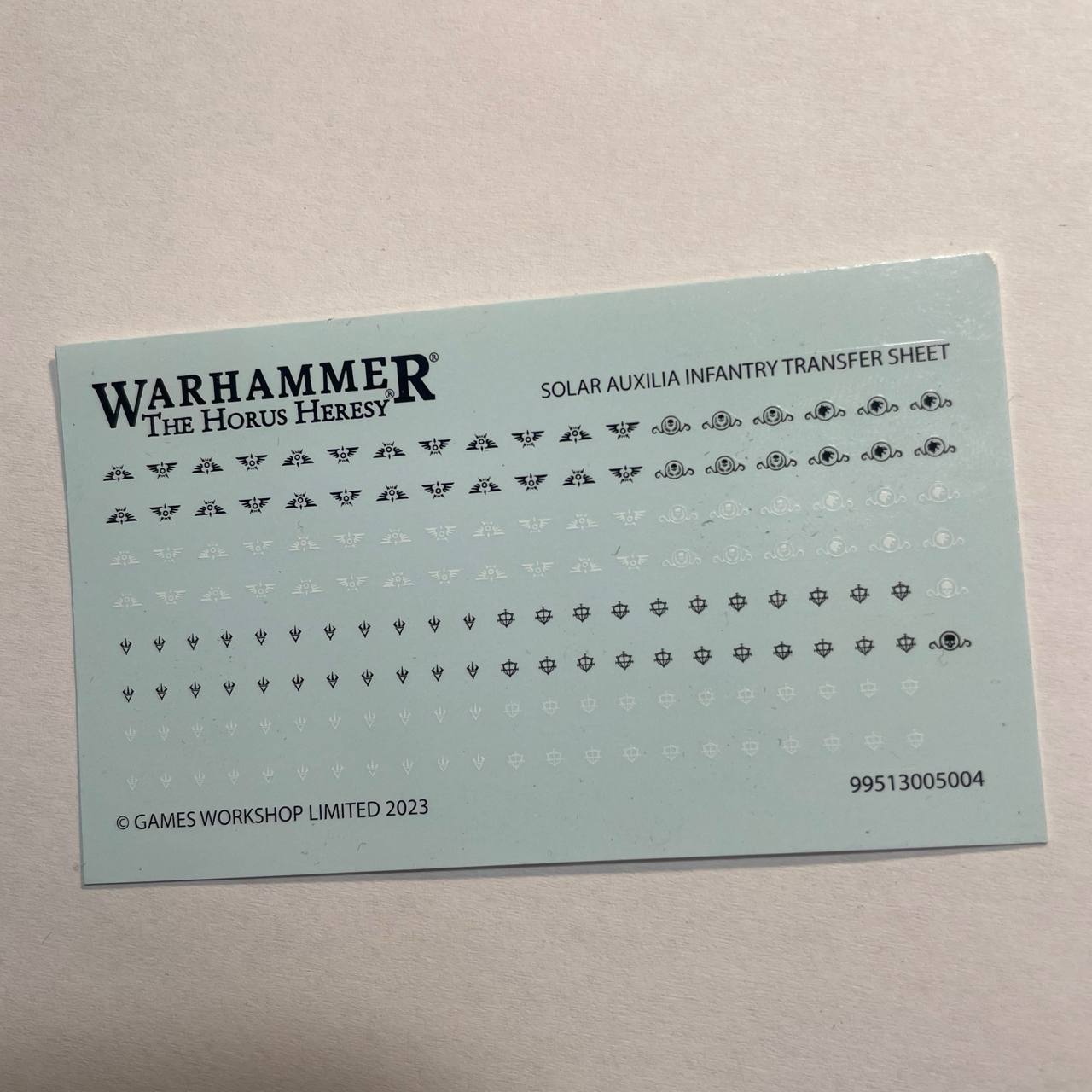 Solar Auxilia Infantry Transfer Sheet