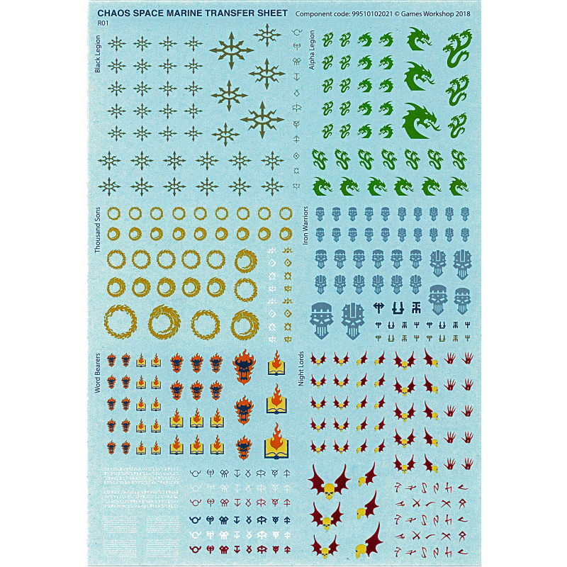 Декаль Chaos Space Marine Transfer Sheet